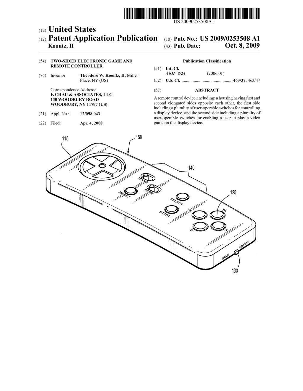 TWO-SIDED ELECTRONIC GAME AND REMOTE CONTROLLER - diagram, schematic, and image 01