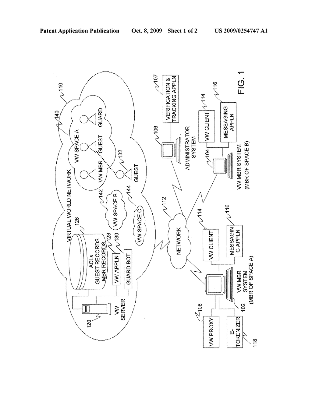 METHOD, SYSTEM, AND COMPUTER PROGRAM PRODUCT FOR PROVIDING E-TOKEN BASED ACCESS CONTROL FOR VIRTUAL WORLD SPACES - diagram, schematic, and image 02