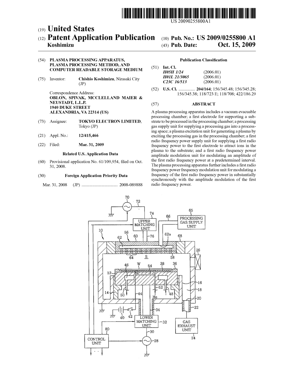 PLASMA PROCESSING APPARATUS, PLASMA PROCESSING METHOD, AND COMPUTER READABLE STORAGE MEDIUM - diagram, schematic, and image 01