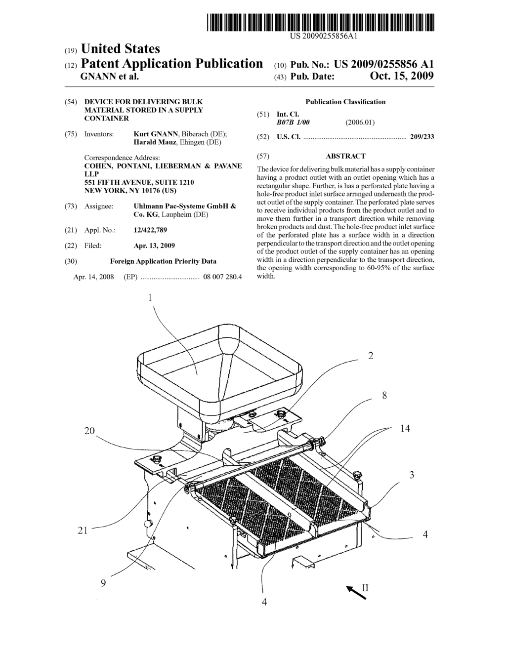 Device for Delivering Bulk Material Stored in a Supply Container - diagram, schematic, and image 01