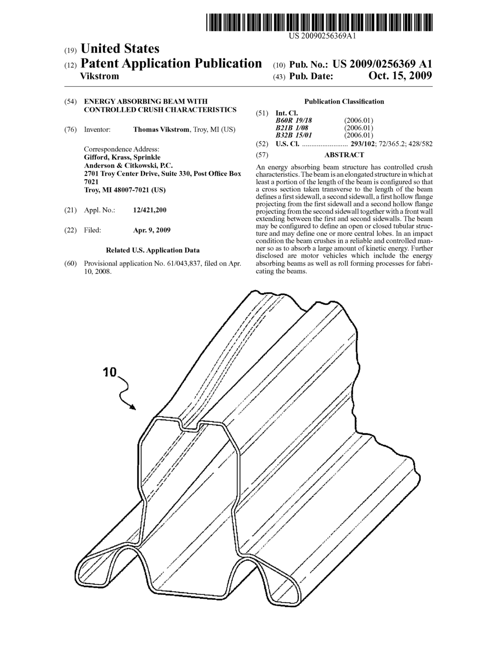 ENERGY ABSORBING BEAM WITH CONTROLLED CRUSH CHARACTERISTICS - diagram, schematic, and image 01