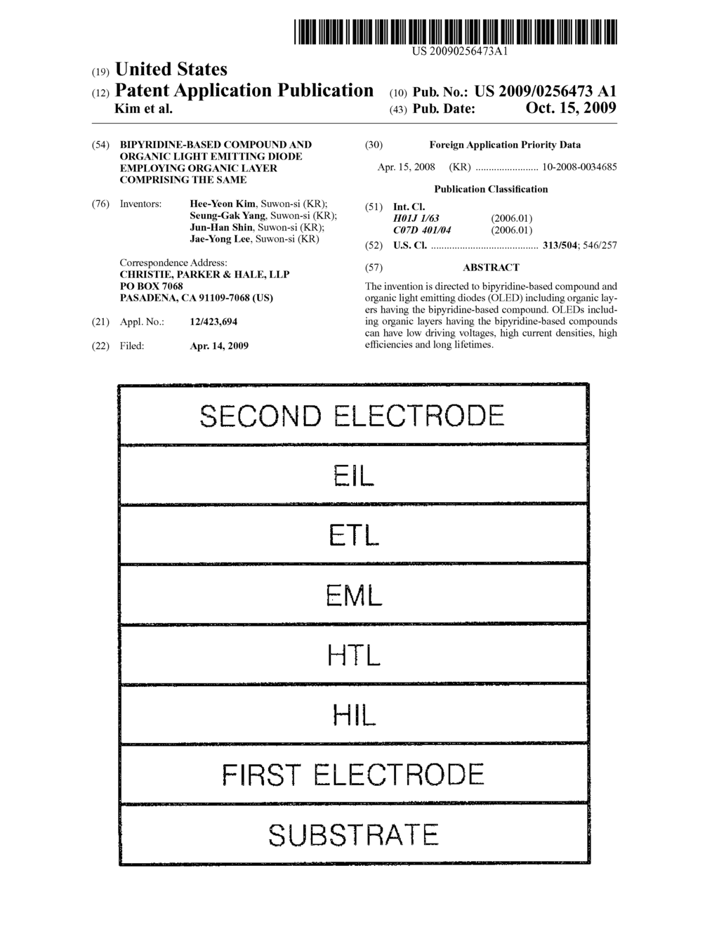 BIPYRIDINE-BASED COMPOUND AND ORGANIC LIGHT EMITTING DIODE EMPLOYING ORGANIC LAYER COMPRISING THE SAME - diagram, schematic, and image 01