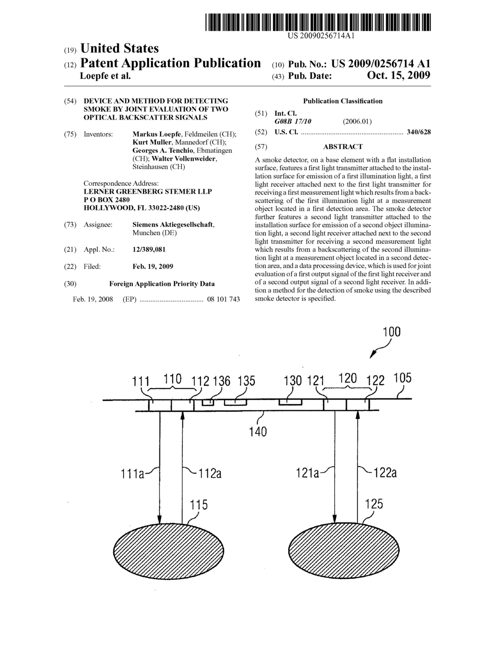 Device and Method for Detecting Smoke by Joint Evaluation of Two Optical Backscatter Signals - diagram, schematic, and image 01