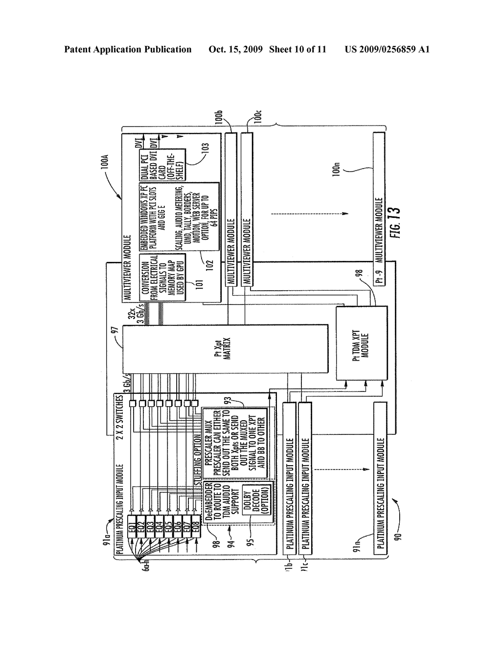 VIDEO MULTIVIEWER SYSTEM WITH SWITCHER AND DISTRIBUTED SCALING AND RELATED METHODS - diagram, schematic, and image 11