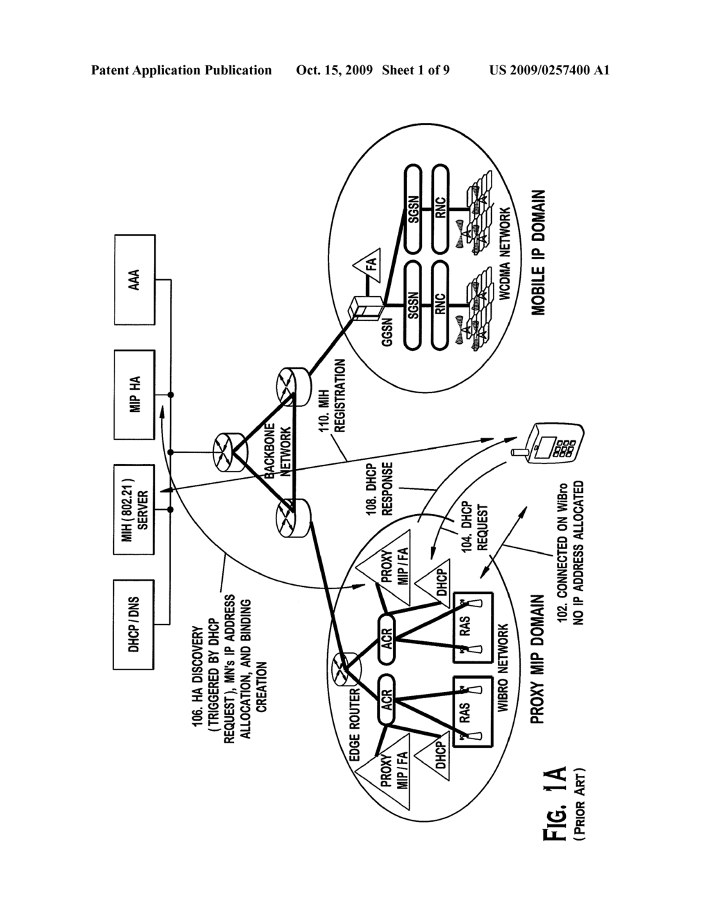 METHOD AND APPARATUS FOR HANDOVER BETWEEN A NETWORK SUPPORTING PROXY MOBILE IP AND A NETWORK SUPPORTING MOBILE IP - diagram, schematic, and image 02