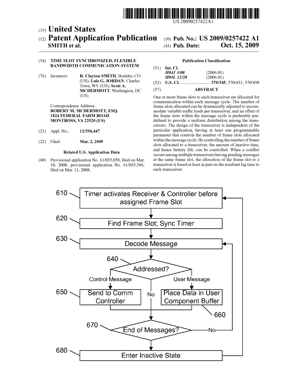 TIME SLOT SYNCHRONIZED, FLEXIBLE BANDWIDTH COMMUNICATION SYSTEM - diagram, schematic, and image 01