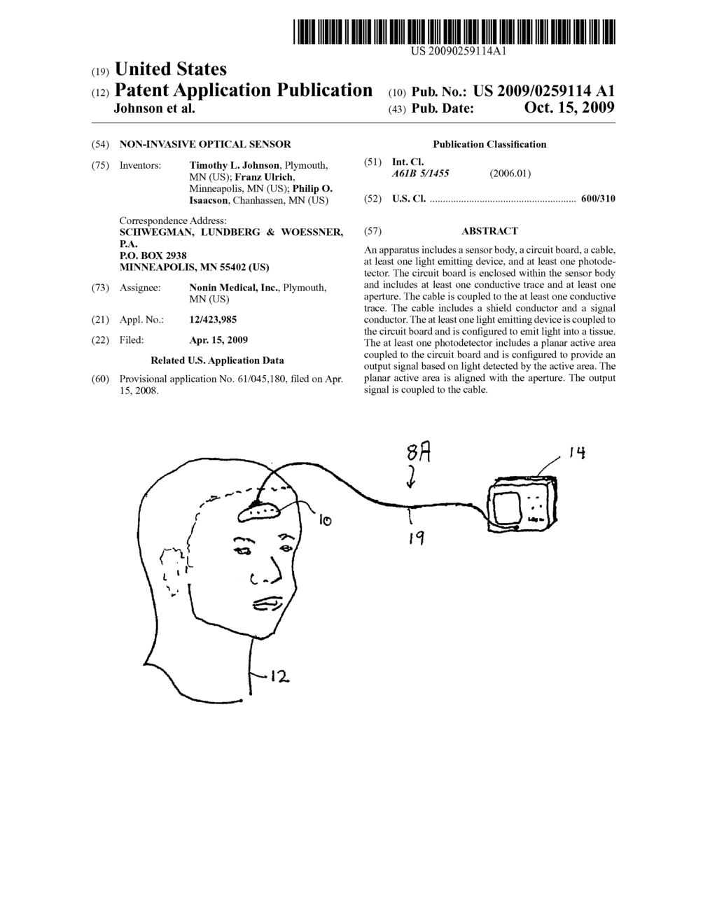 NON-INVASIVE OPTICAL SENSOR - diagram, schematic, and image 01