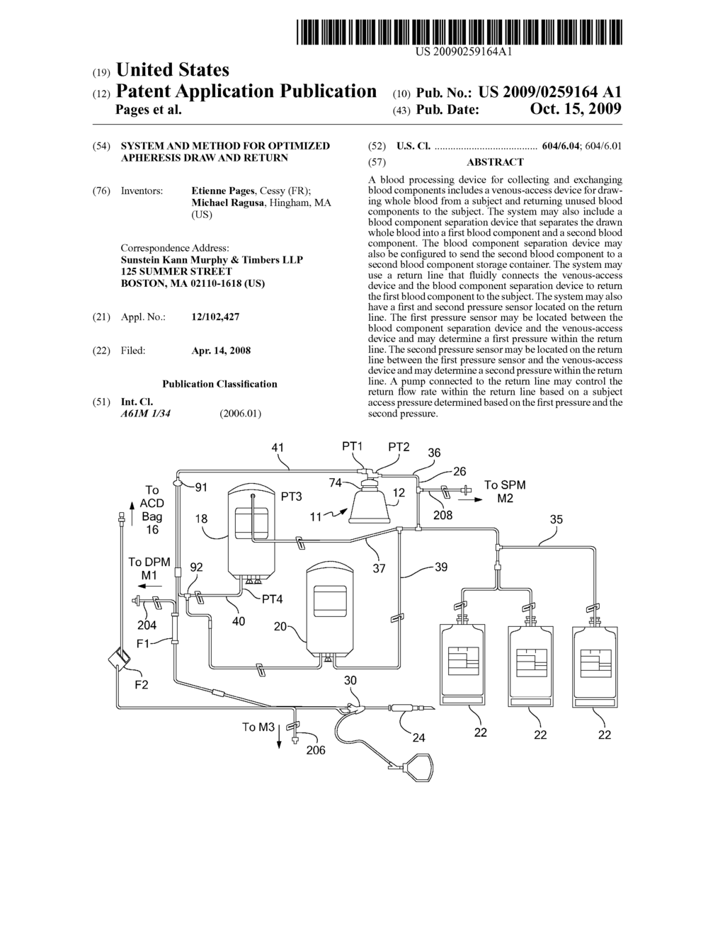 System and Method for Optimized Apheresis Draw and Return - diagram, schematic, and image 01