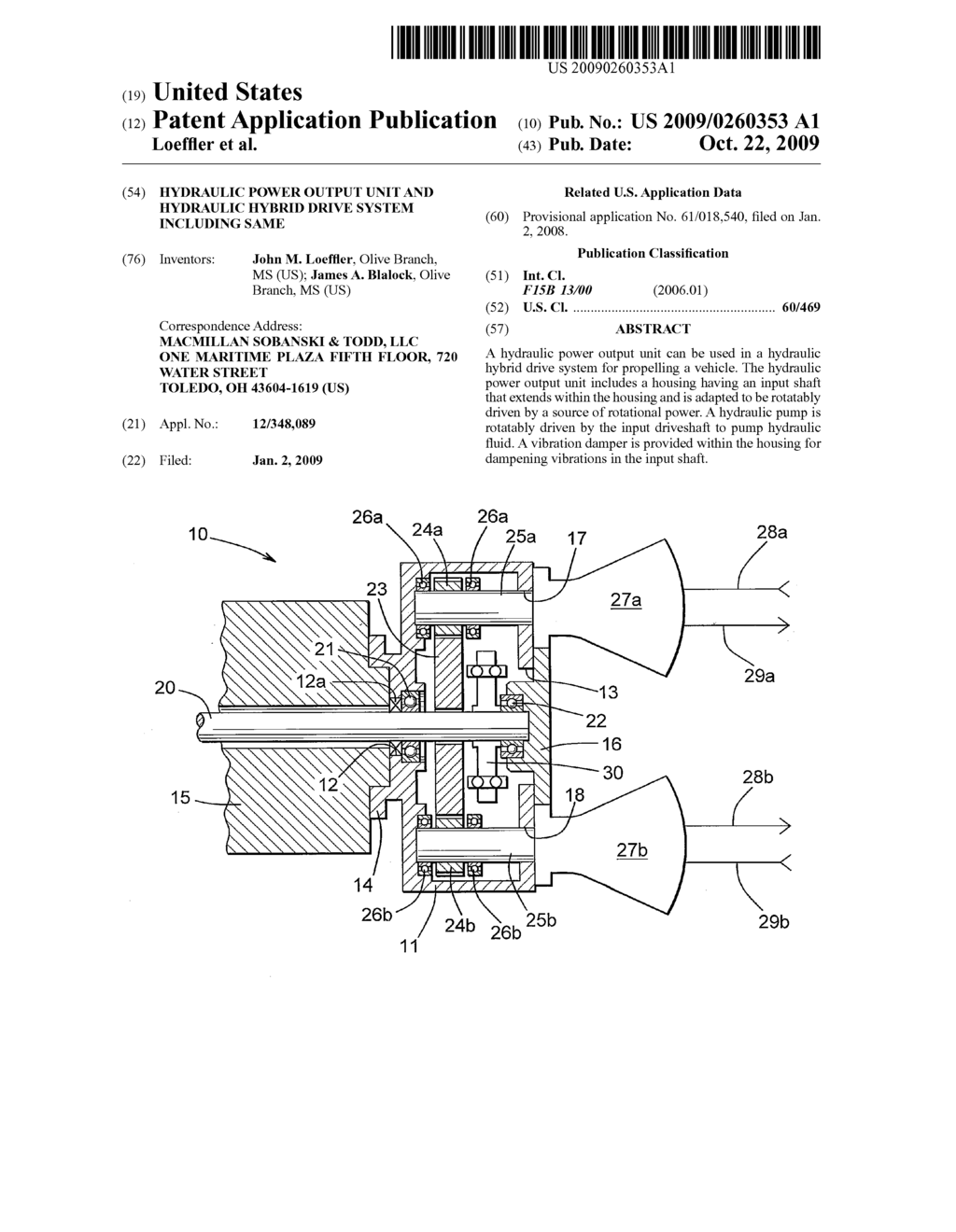 HYDRAULIC POWER OUTPUT UNIT AND HYDRAULIC HYBRID DRIVE SYSTEM INCLUDING SAME - diagram, schematic, and image 01