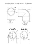 REINFORCED PIPE FITTING WITH ECCENTRIC FLOW PATH diagram and image