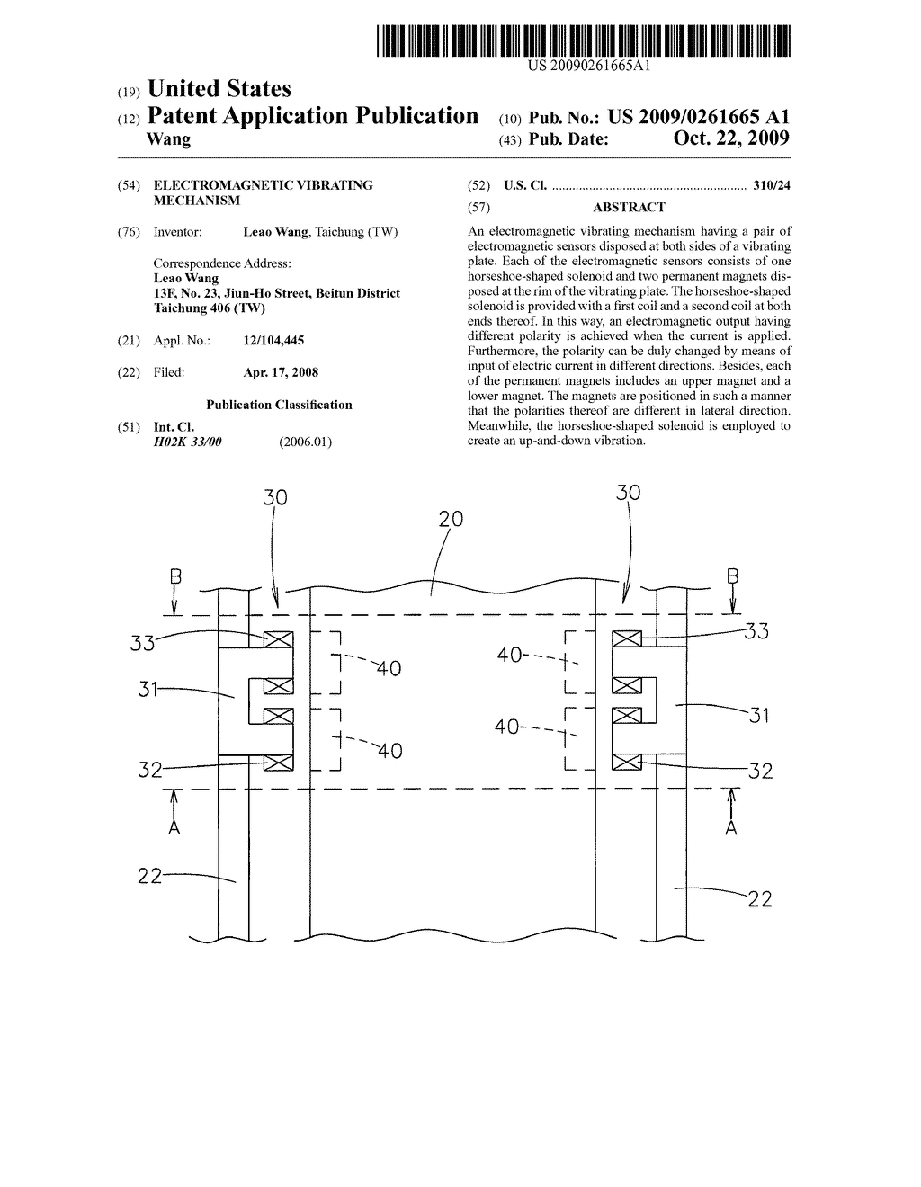 ELECTROMAGNETIC VIBRATING MECHANISM - diagram, schematic, and image 01