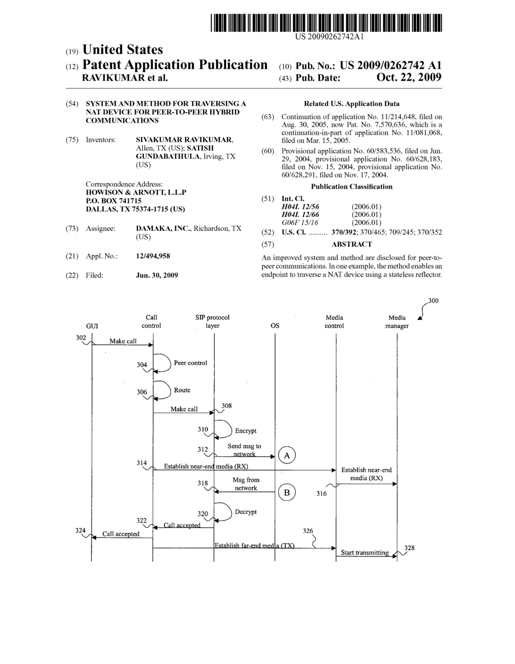 SYSTEM AND METHOD FOR TRAVERSING A NAT DEVICE FOR PEER-TO-PEER HYBRID COMMUNICATIONS - diagram, schematic, and image 01