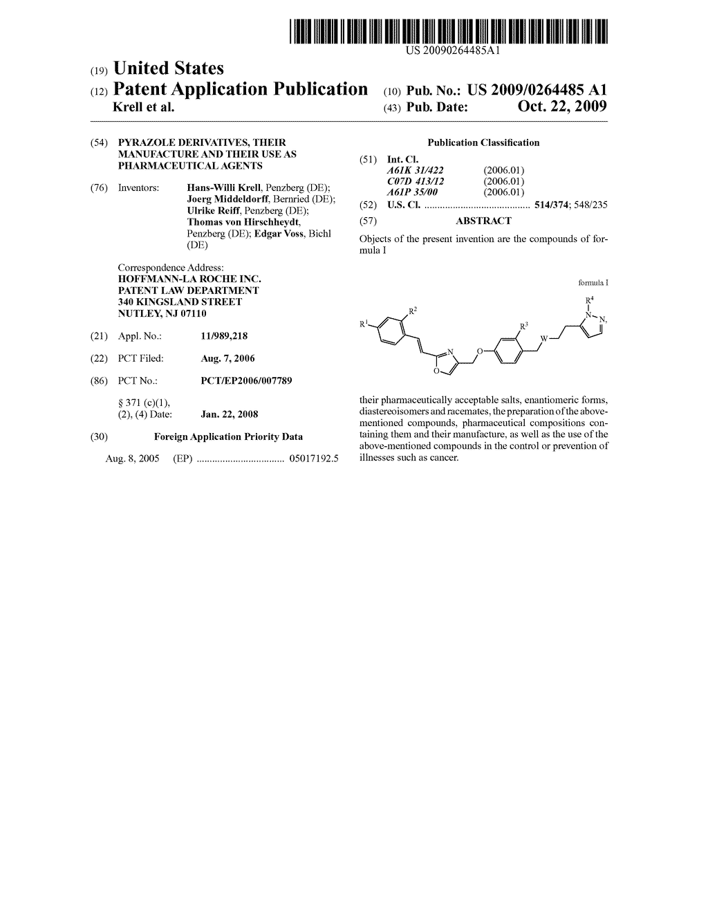 Pyrazole Derivatives, Their Manufacture and Their Use as Pharmaceutical Agents - diagram, schematic, and image 01