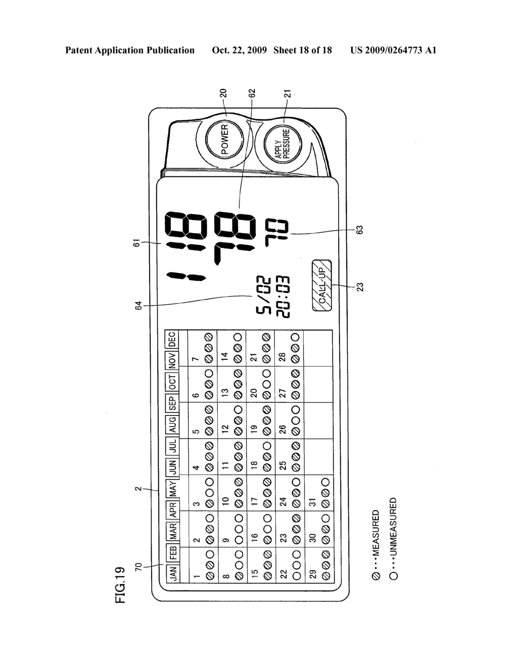 ELECTRONIC BLOOD PRESSURE MONITOR AND METHOD OF INFORMING NUMBER OF TIMES OF MEASUREMENTS IN ELECTRONIC BLOOD PRESSURE MONITOR - diagram, schematic, and image 19