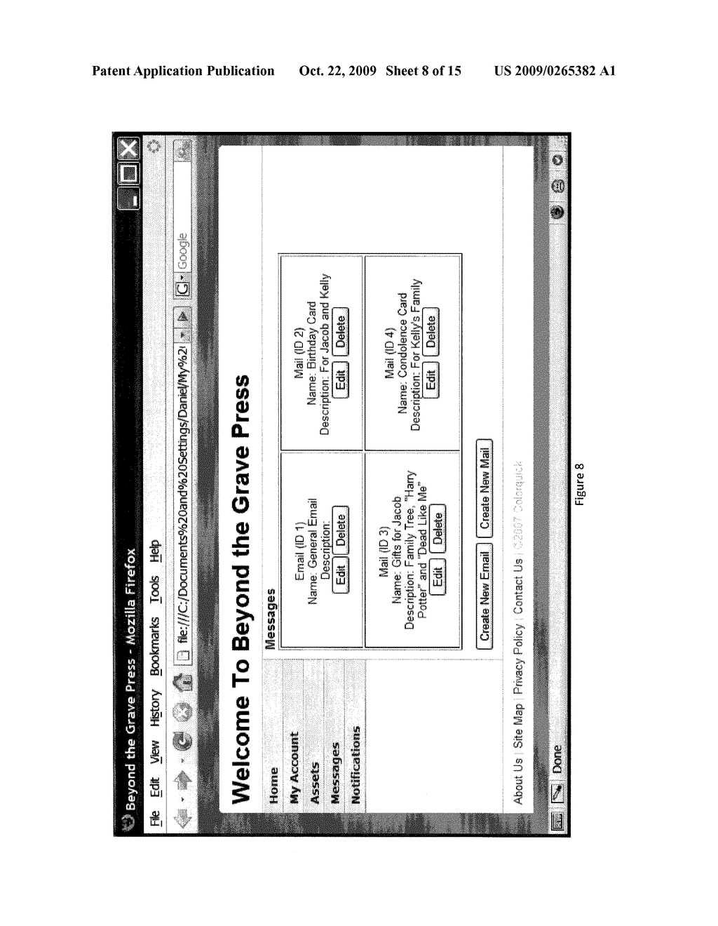 METHOD AND APPARATUS FOR SENDING MESSAGES ON BEHALF OF DEAD PERSONS TO LIVE RECIPIENTS - diagram, schematic, and image 09