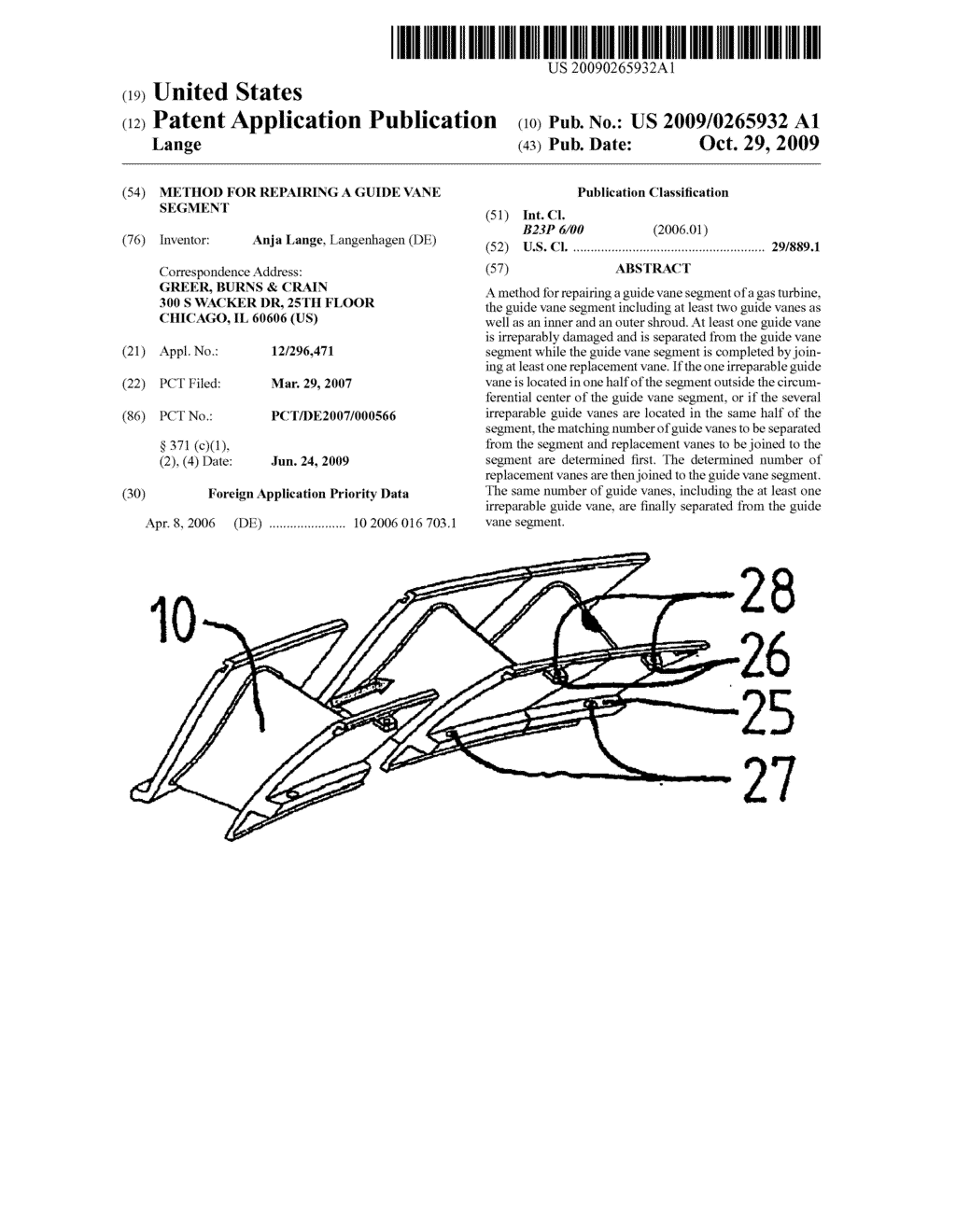 METHOD FOR REPAIRING A GUIDE VANE SEGMENT - diagram, schematic, and image 01