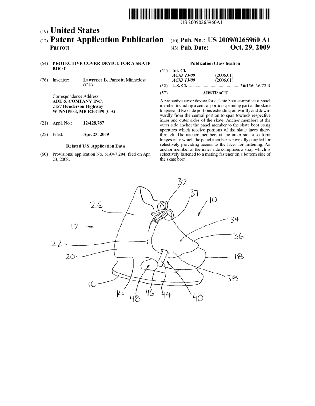 Protective Cover Device for a Skate Boot - diagram, schematic, and image 01