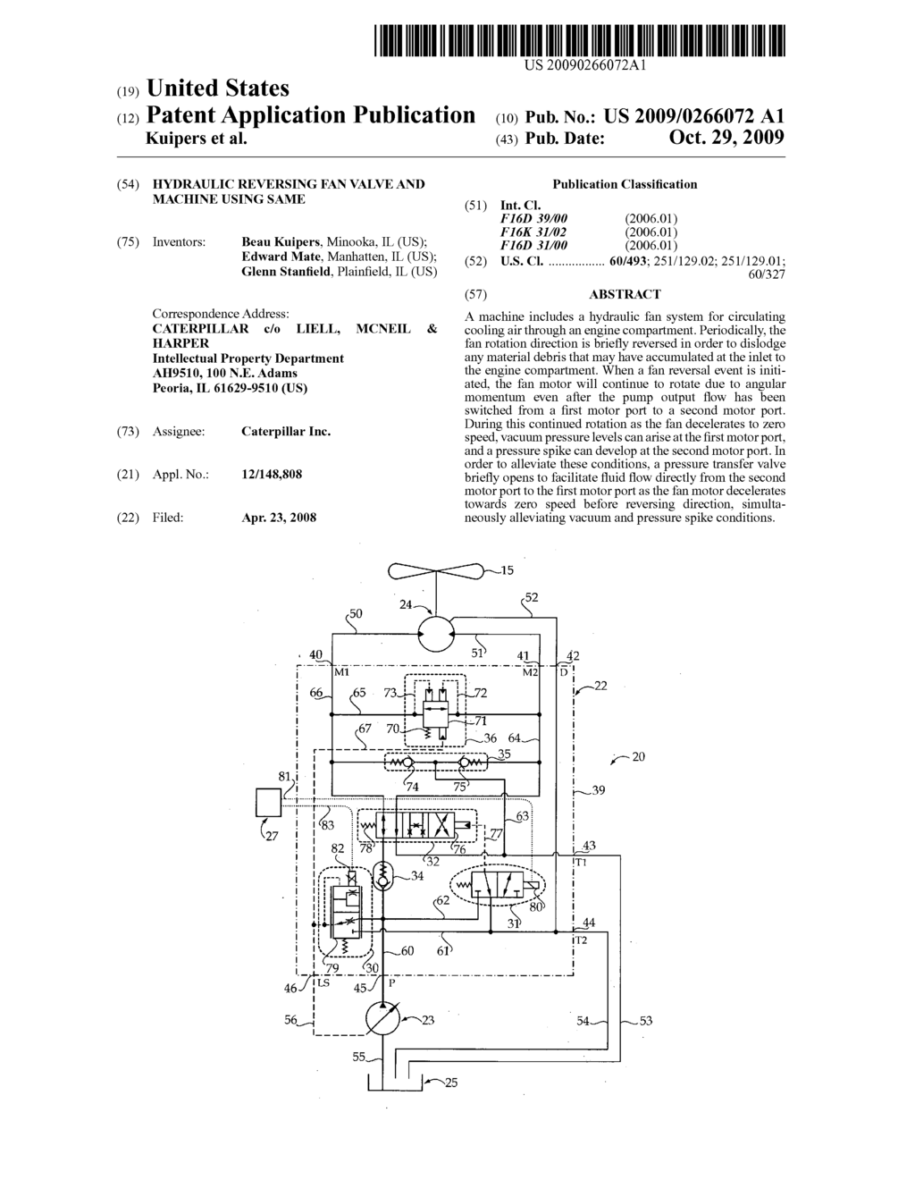 Hydraulic reversing fan valve and machine using same - diagram, schematic, and image 01