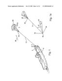 Placement system for a flying kite-type wind-attacked element in a wind-powered watercraft diagram and image