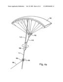 Placement system for a flying kite-type wind-attacked element in a wind-powered watercraft diagram and image