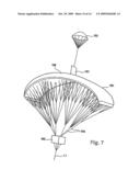 Placement system for a flying kite-type wind-attacked element in a wind-powered watercraft diagram and image