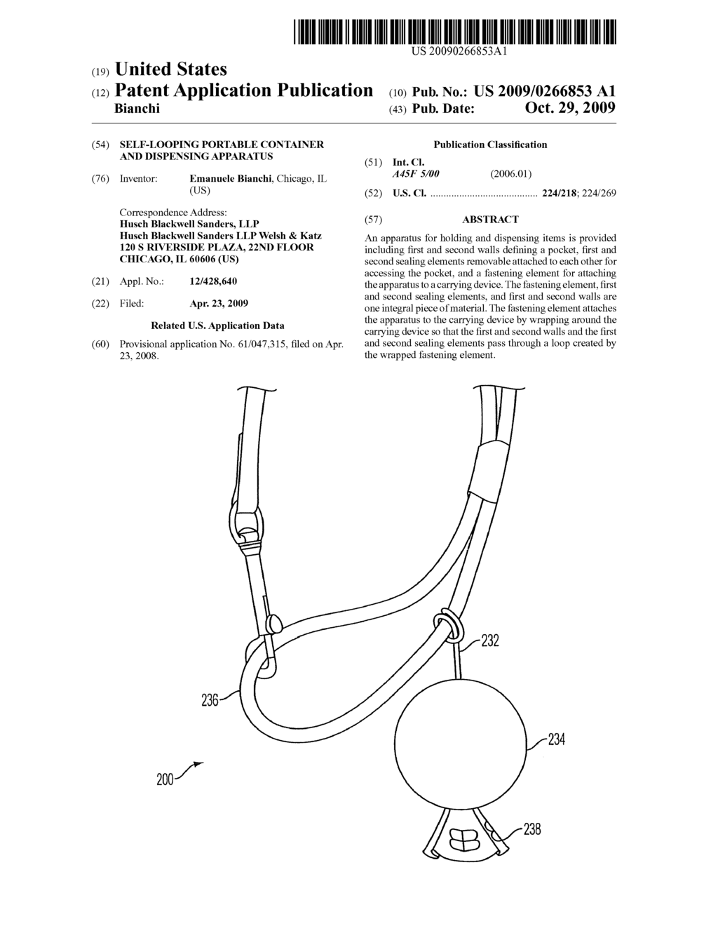 SELF-LOOPING PORTABLE CONTAINER AND DISPENSING APPARATUS - diagram, schematic, and image 01