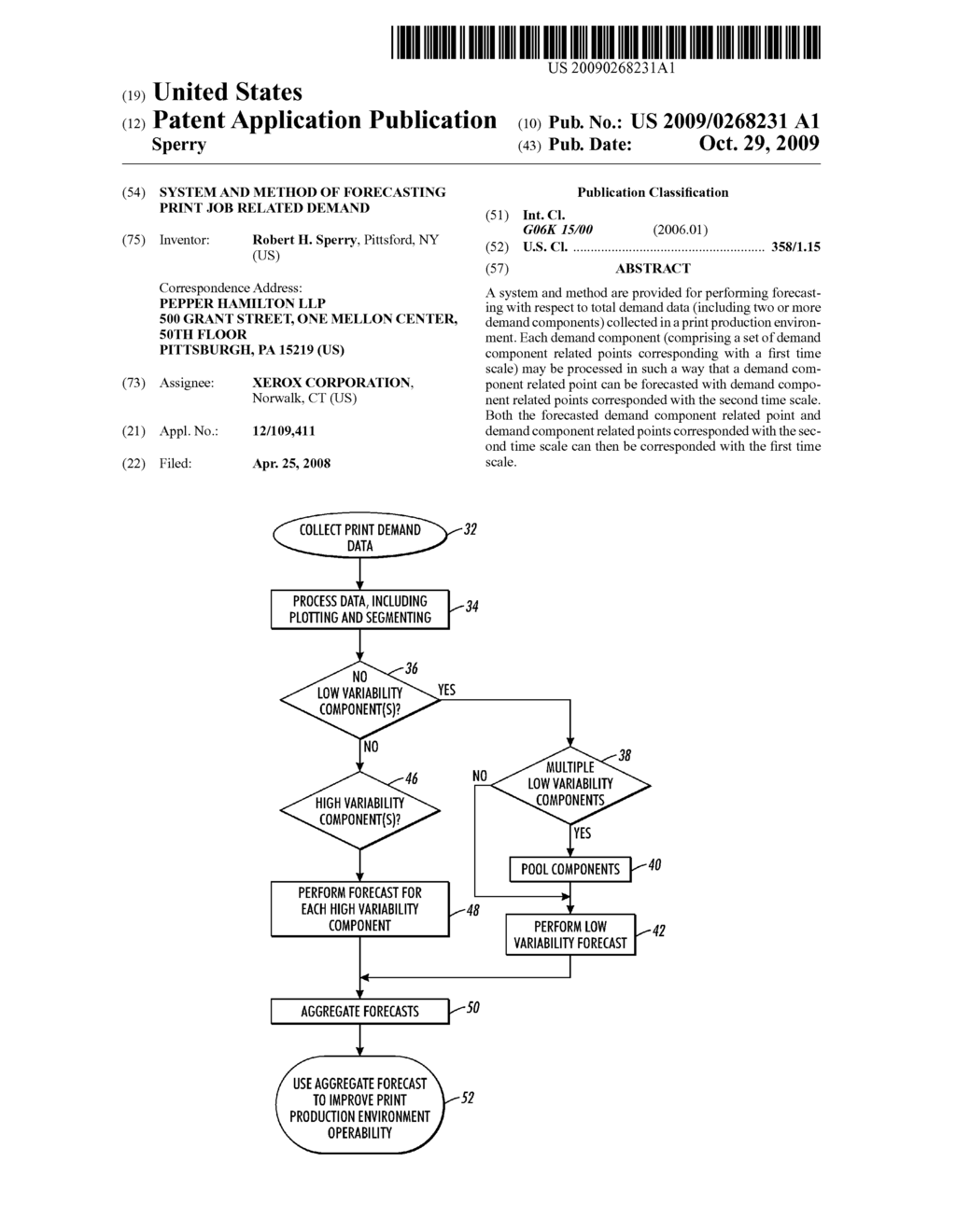 SYSTEM AND METHOD OF FORECASTING PRINT JOB RELATED DEMAND - diagram, schematic, and image 01