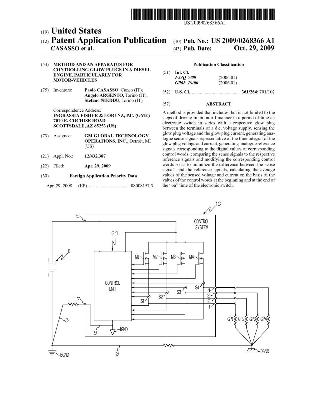 METHOD AND AN APPARATUS FOR CONTROLLING GLOW PLUGS IN A DIESEL ENGINE, PARTICULARLY FOR MOTOR-VEHICLES - diagram, schematic, and image 01