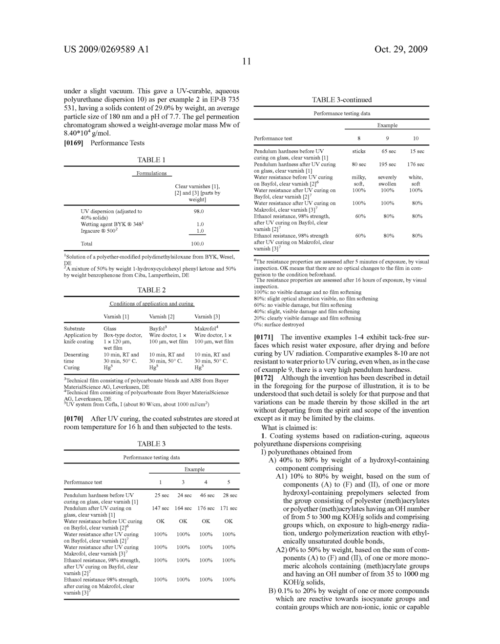 BLOCK-RESISTANT, RADIATION-CURABLE COATING SYSTEMS BASED ON HIGH MOLECULAR MASS, AQUEOUS POLYURETHANE DISPERSIONS - diagram, schematic, and image 12