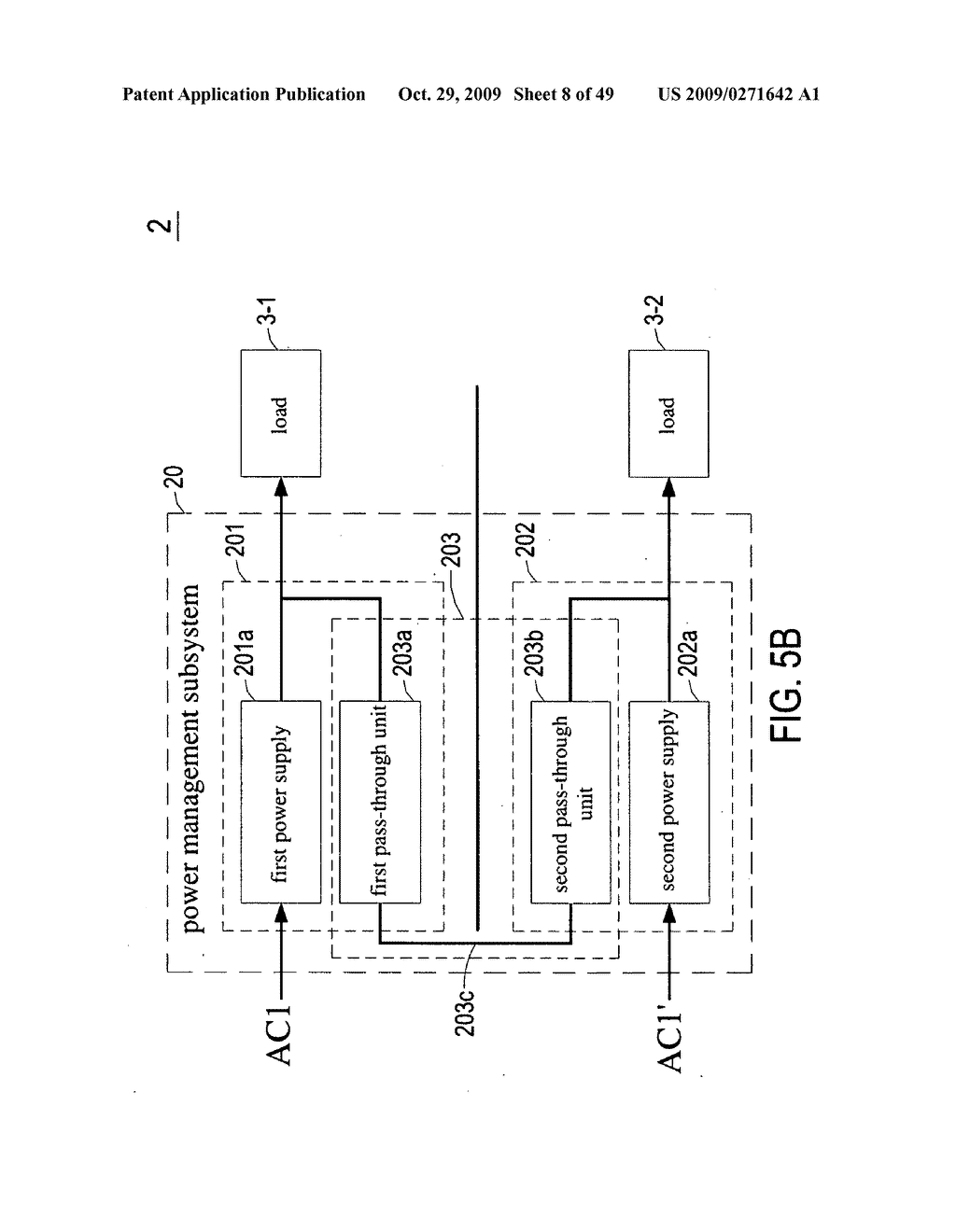 POWER MANAGEMENT SYSTEM CAPABLE OF SAVING POWER AND OPTIMIZING OPERATING EFFICIENCY OF POWER SUPPLIES FOR PROVIDING POWER WITH BACK-UP OR REDUNDANCY TO PLURAL LOADS - diagram, schematic, and image 09