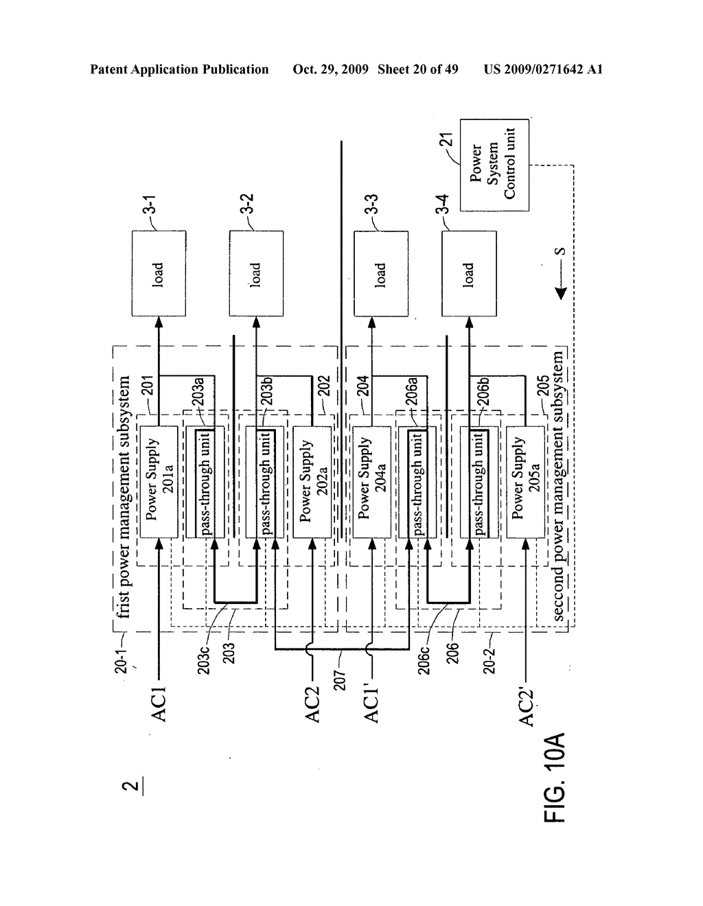 POWER MANAGEMENT SYSTEM CAPABLE OF SAVING POWER AND OPTIMIZING OPERATING EFFICIENCY OF POWER SUPPLIES FOR PROVIDING POWER WITH BACK-UP OR REDUNDANCY TO PLURAL LOADS - diagram, schematic, and image 21