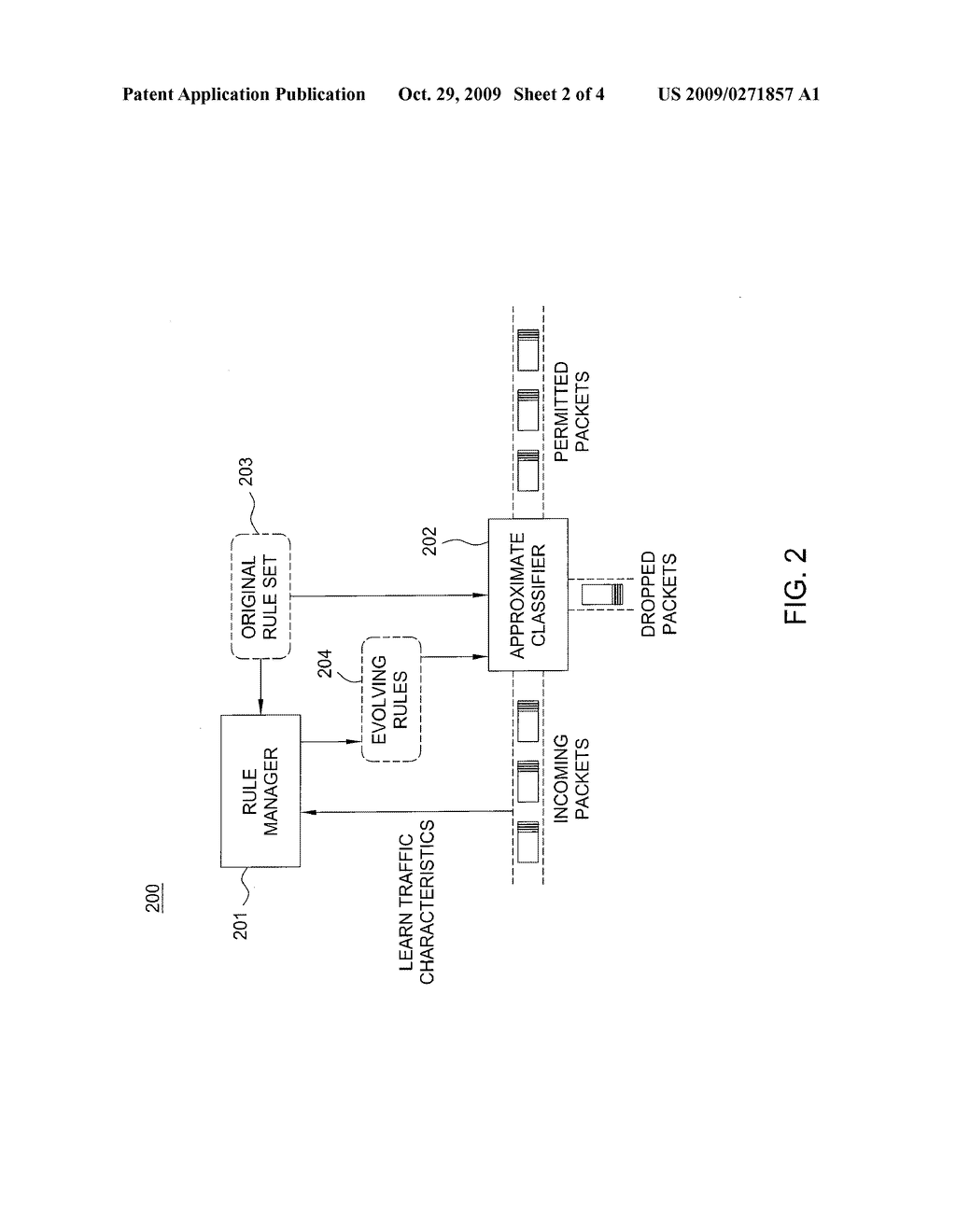 METHOD AND APPARATUS FOR FILTERING PACKETS USING AN APPROXIMATE PACKET CLASSIFICATION - diagram, schematic, and image 03