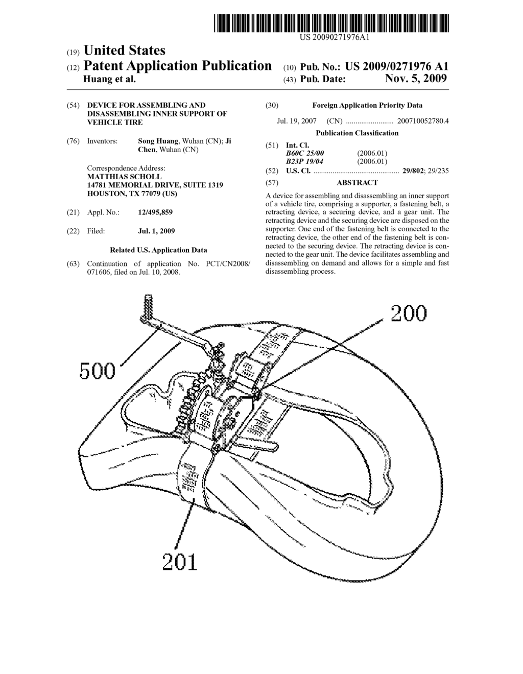 DEVICE FOR ASSEMBLING AND DISASSEMBLING INNER SUPPORT OF VEHICLE TIRE - diagram, schematic, and image 01