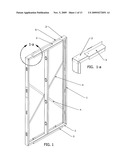 Prefabricated temporary building system consisting of interchangeable panels and a plurality of connectors used to construct walls, roofs, and floors without the need of fasteners, or tools or heavy construction equipment diagram and image