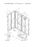 Prefabricated temporary building system consisting of interchangeable panels and a plurality of connectors used to construct walls, roofs, and floors without the need of fasteners, or tools or heavy construction equipment diagram and image