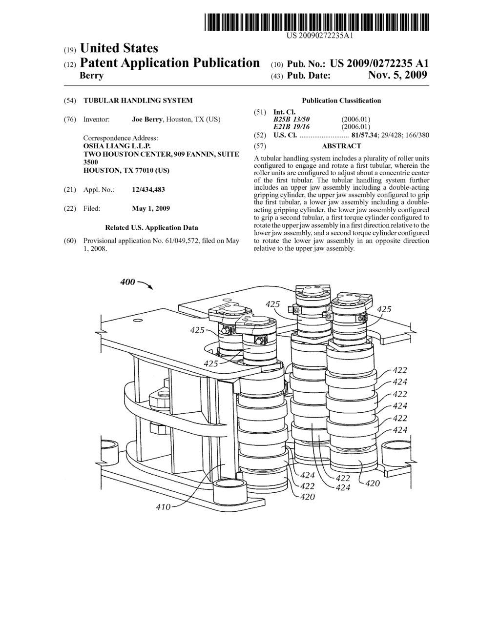 TUBULAR HANDLING SYSTEM - diagram, schematic, and image 01