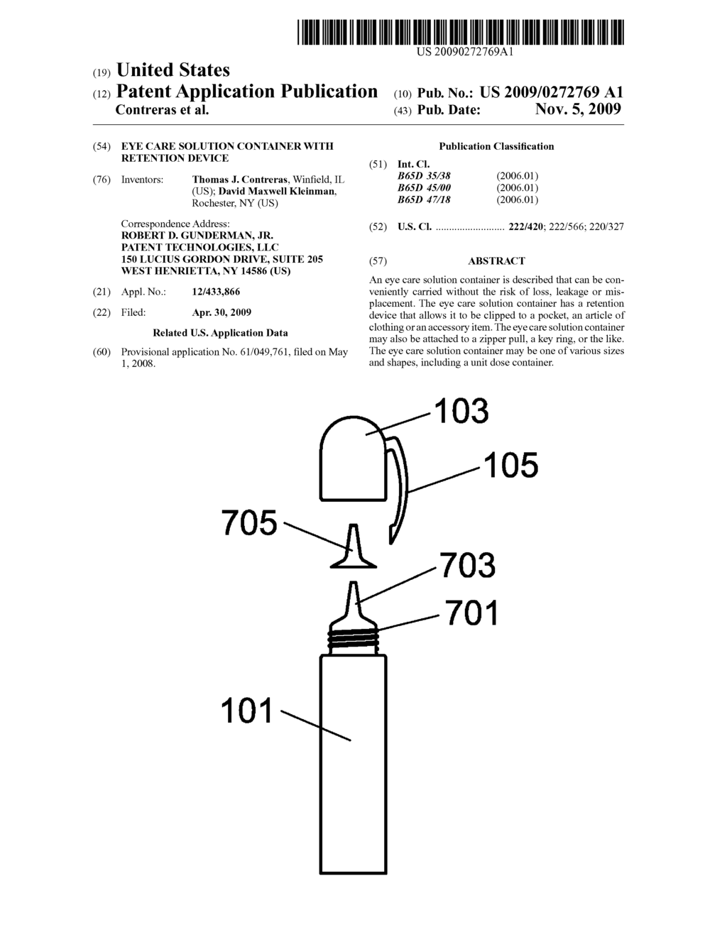 Eye Care Solution Container With Retention Device - diagram, schematic, and image 01