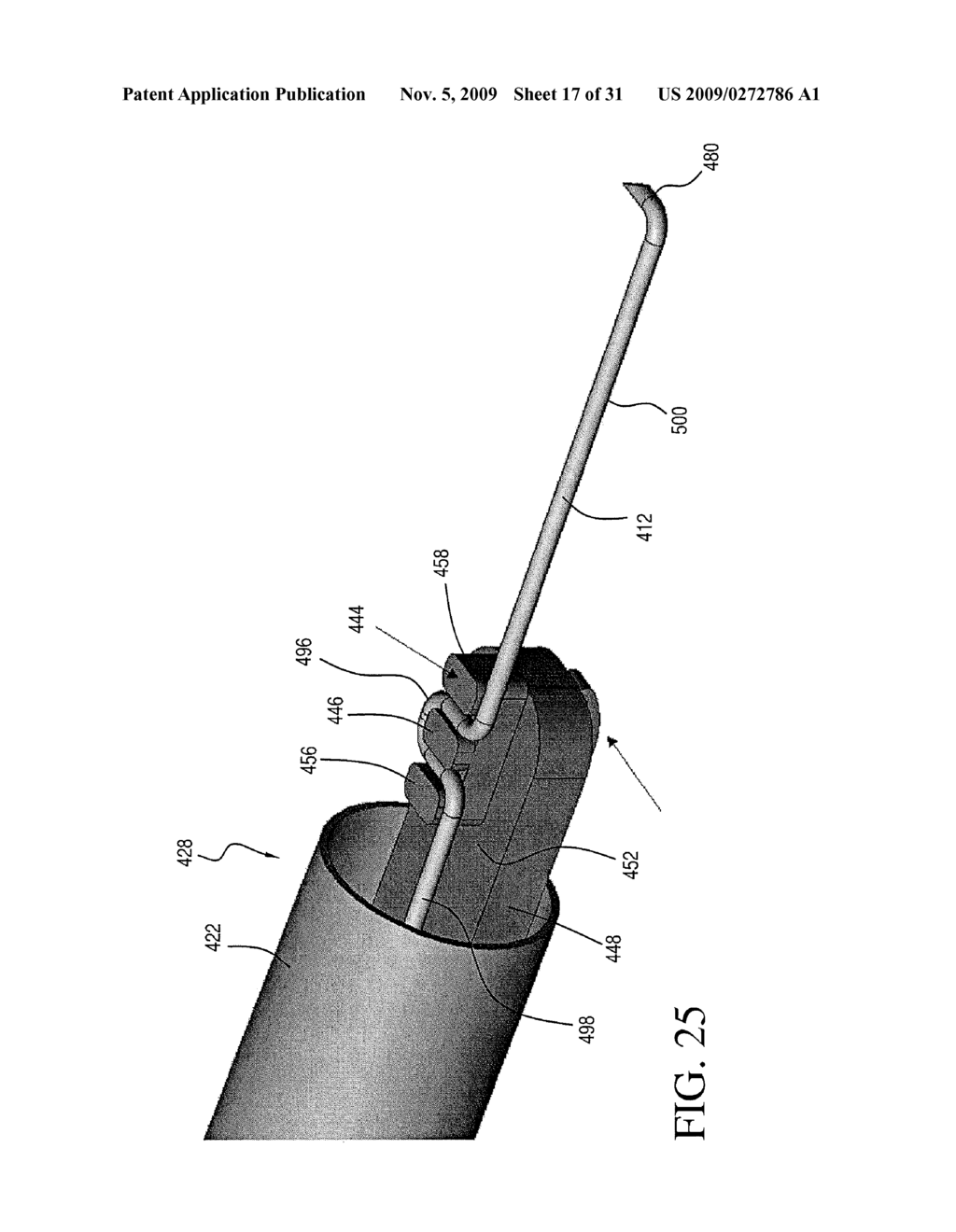 SURGICAL STAPLING INSTRUMENT FOR APPLYING A LARGE STAPLE THROUGH A SMALL DELIVERY PORT AND A METHOD OF USING THE SURGICAL STAPLER TO SECURE A TISSUE FOLD - diagram, schematic, and image 18