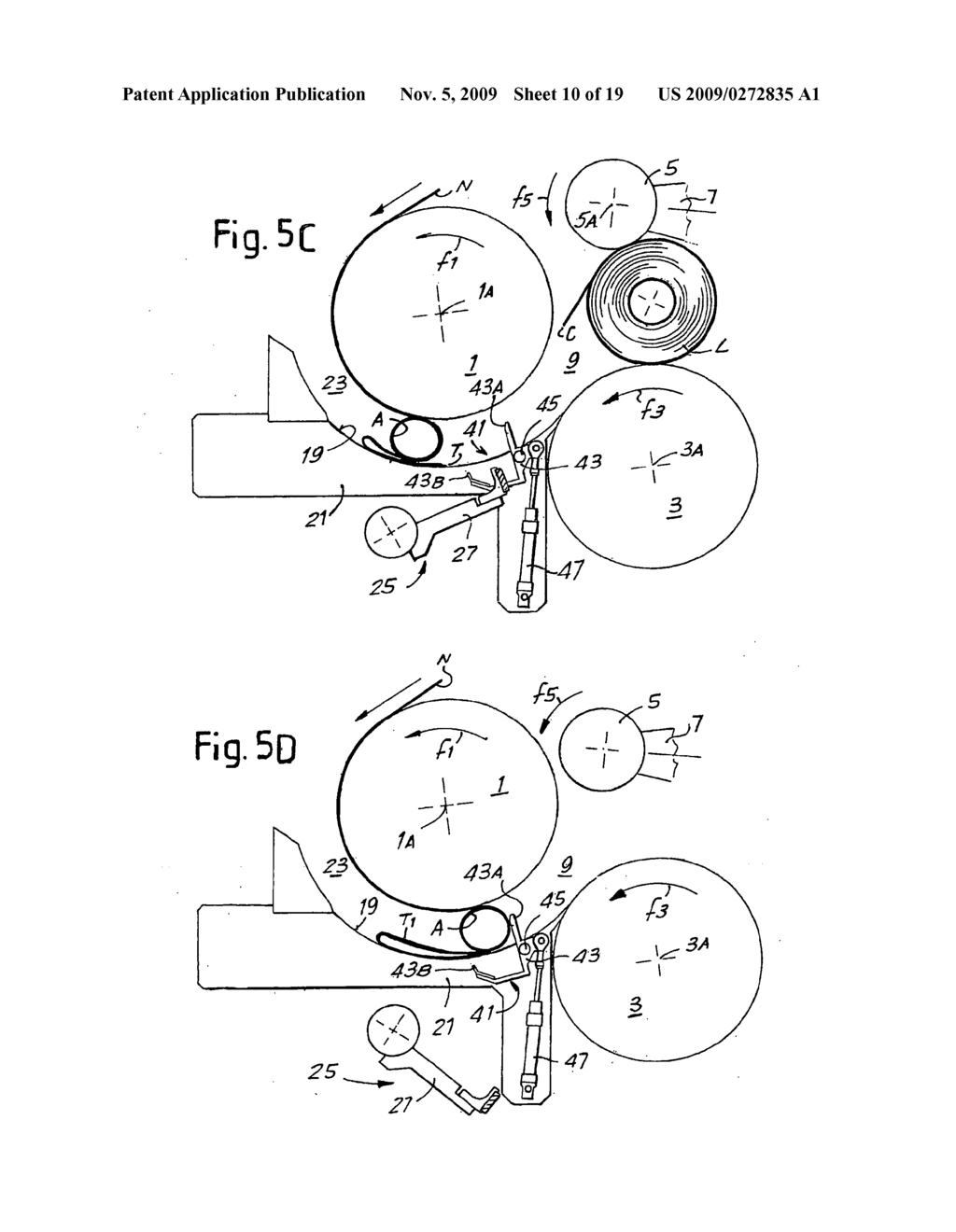 Method and Machine for Forming Logs of Web Material, with a Mechanical Device for Forming the Initial Turn of the Logs - diagram, schematic, and image 11