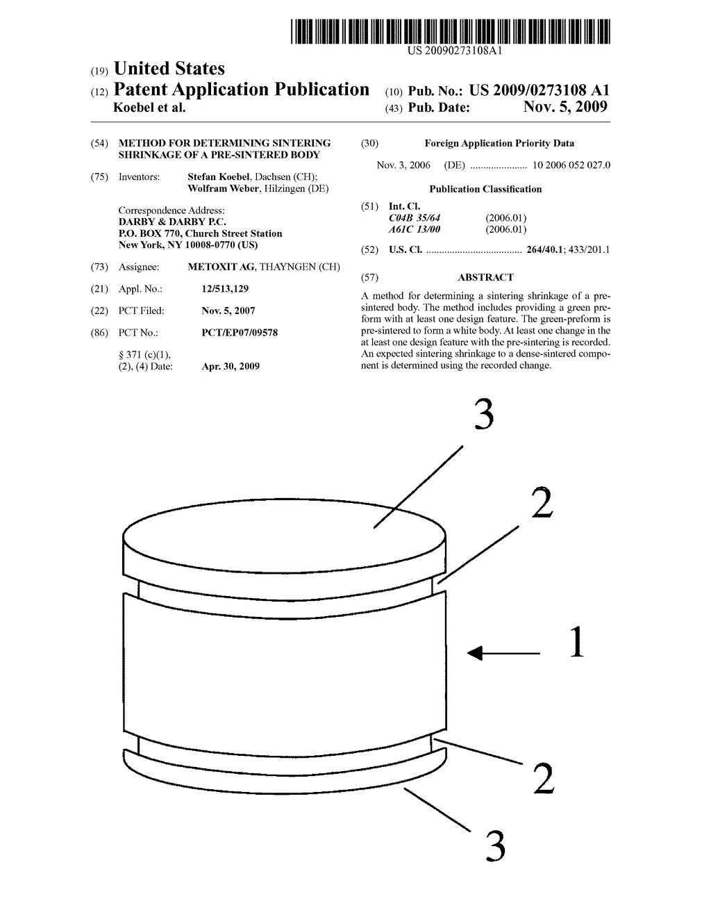 METHOD FOR DETERMINING SINTERING SHRINKAGE OF A PRE-SINTERED BODY - diagram, schematic, and image 01