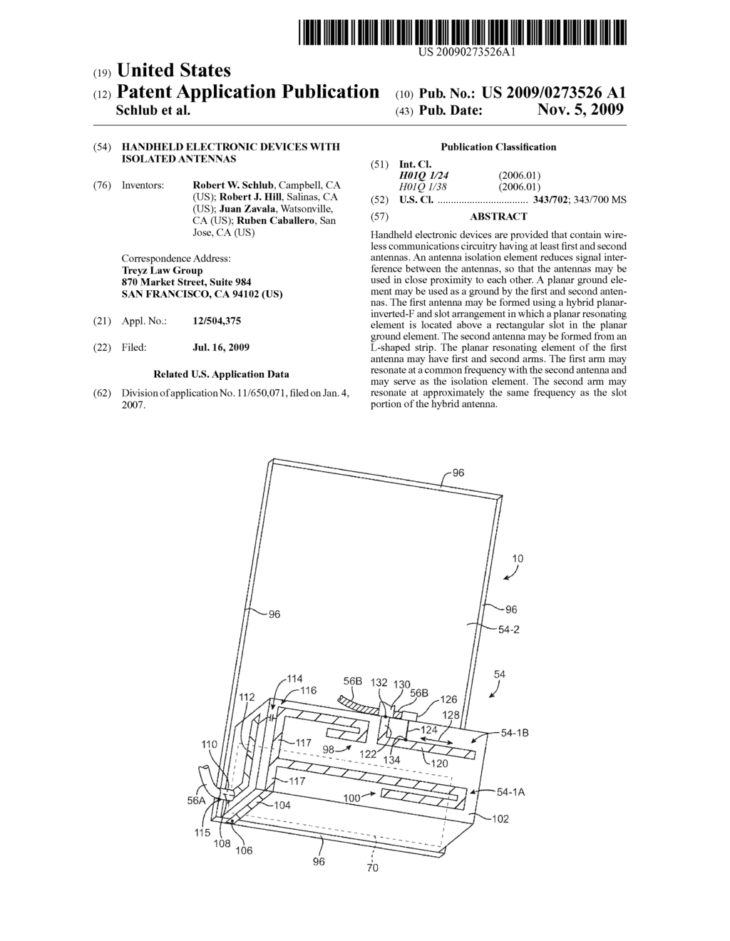 HANDHELD ELECTRONIC DEVICES WITH ISOLATED ANTENNAS - diagram, schematic, and image 01