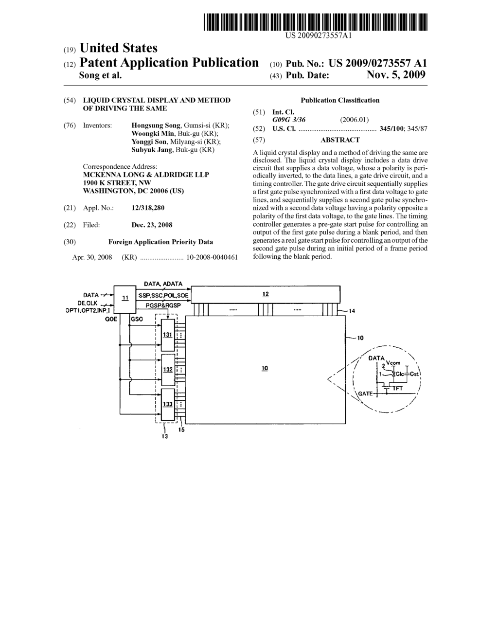 Liquid crystal display and method of driving the same - diagram, schematic, and image 01