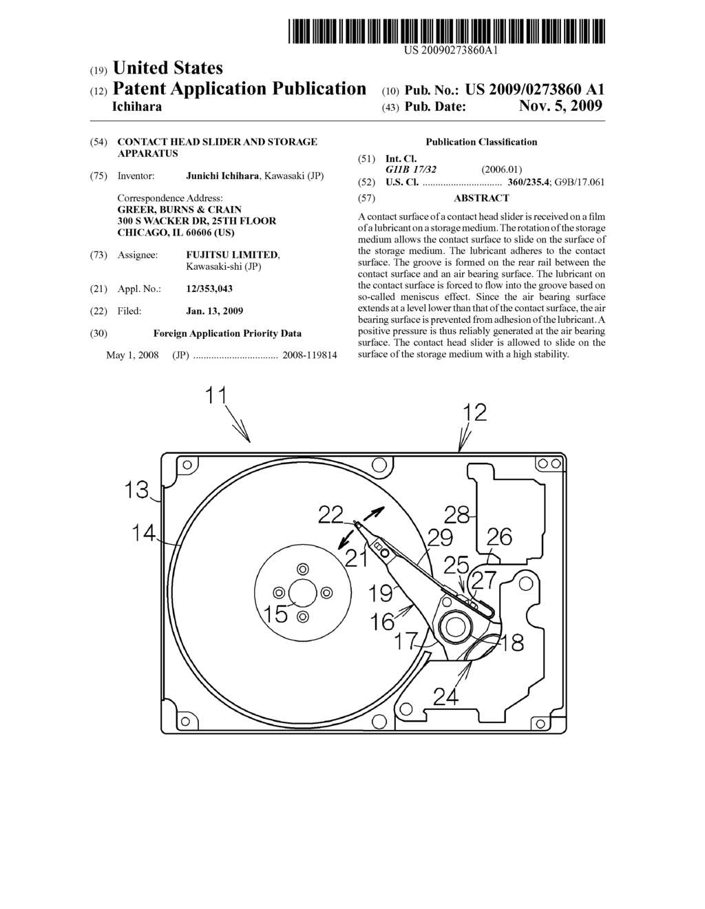 CONTACT HEAD SLIDER AND STORAGE APPARATUS - diagram, schematic, and image 01