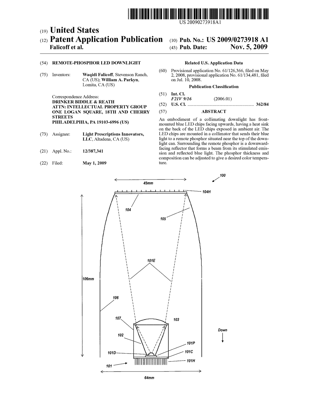 Remote-phosphor led downlight - diagram, schematic, and image 01