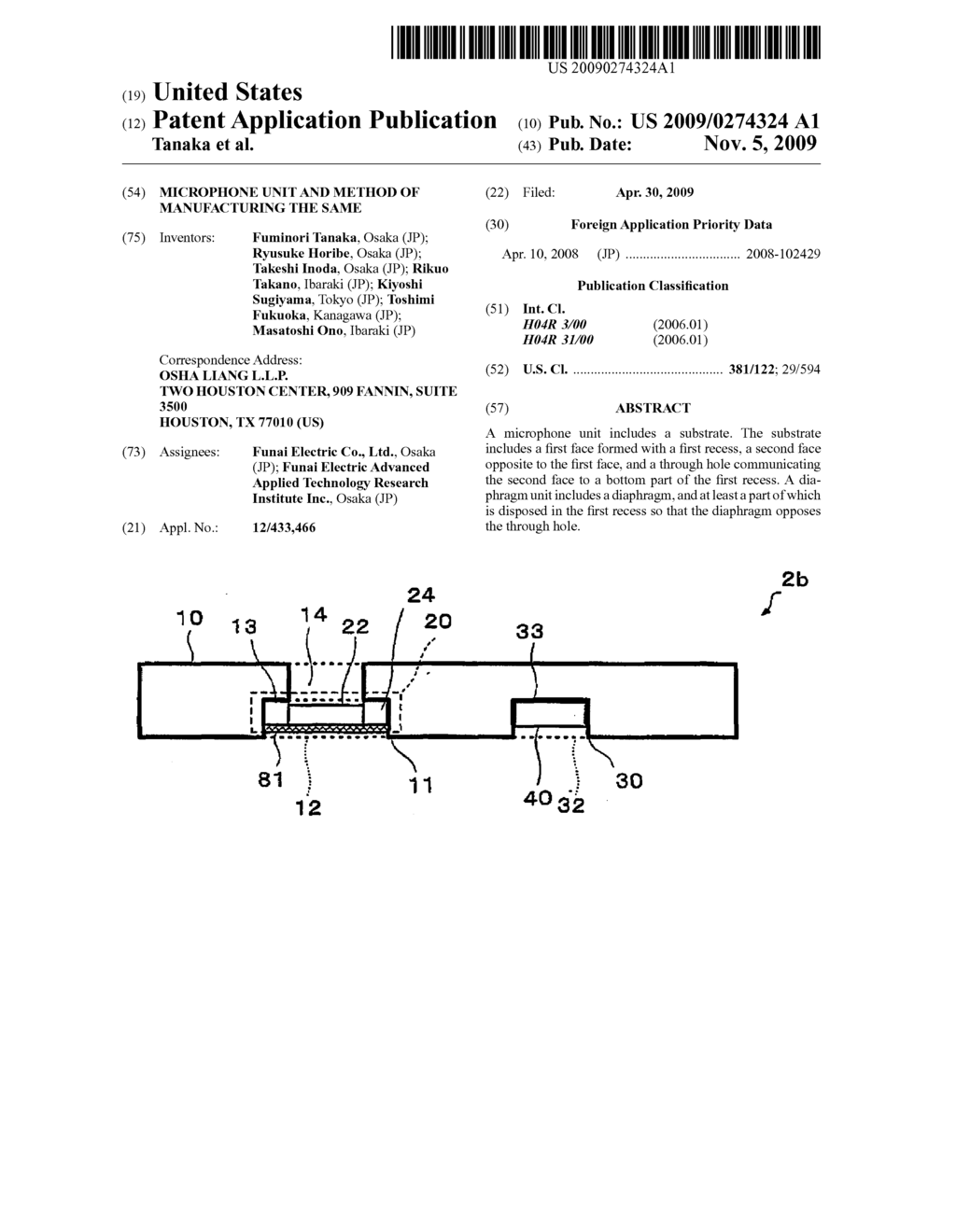 MICROPHONE UNIT AND METHOD OF MANUFACTURING THE SAME - diagram, schematic, and image 01