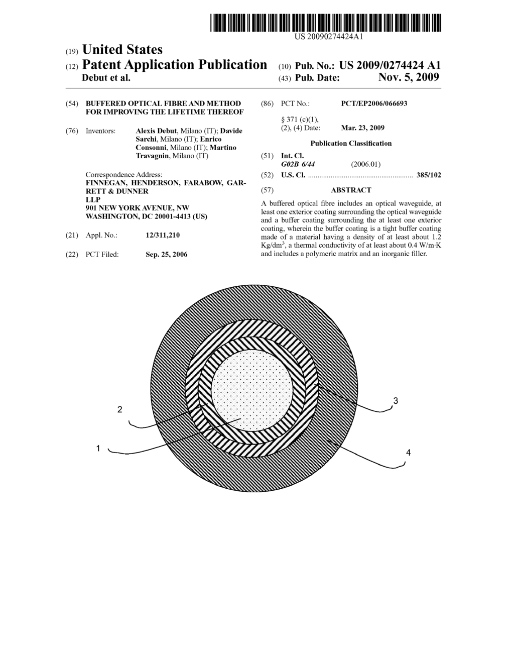 Buffered optical fibre and method for improving the lifetime thereof - diagram, schematic, and image 01