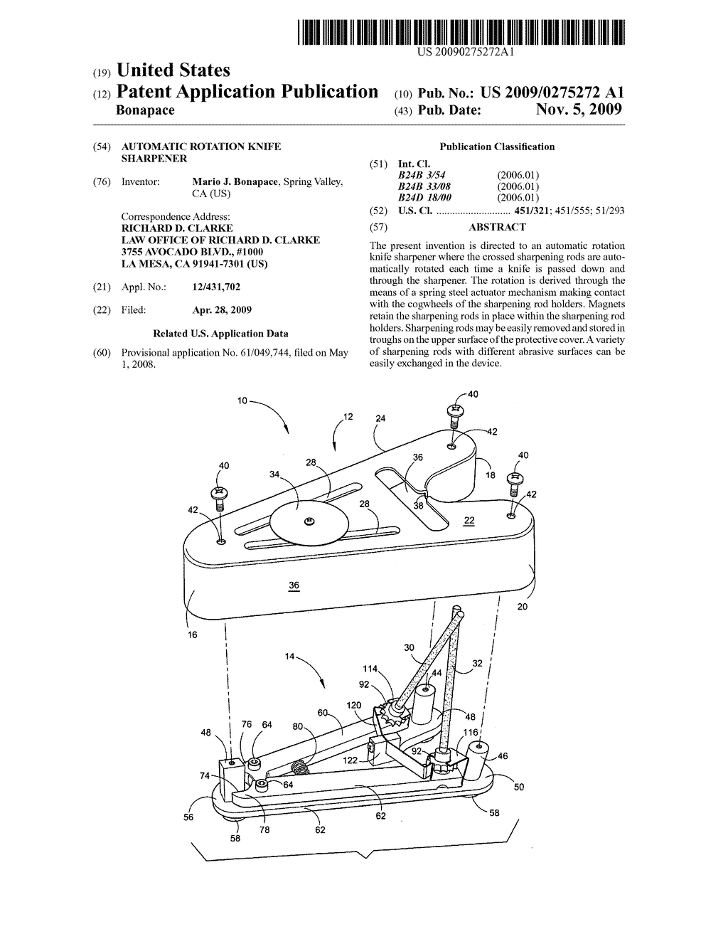 AUTOMATIC ROTATION KNIFE SHARPENER - diagram, schematic, and image 01