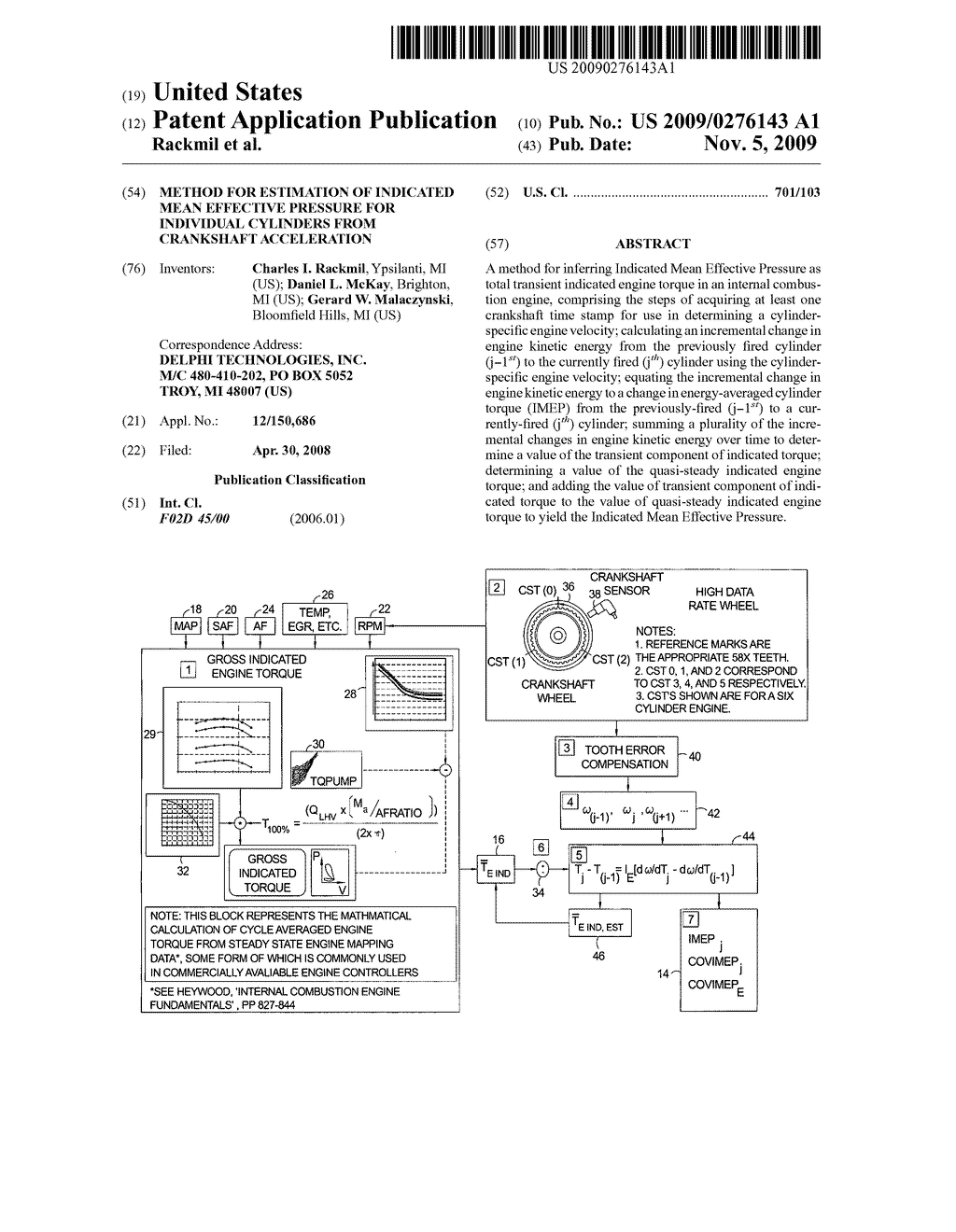 METHOD FOR ESTIMATION OF INDICATED MEAN EFFECTIVE PRESSURE FOR INDIVIDUAL CYLINDERS FROM CRANKSHAFT ACCELERATION - diagram, schematic, and image 01