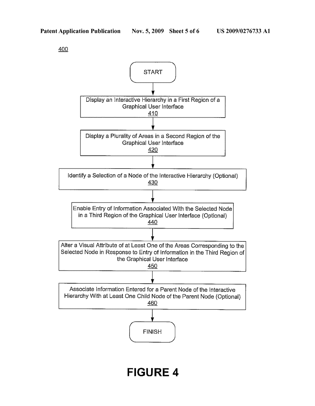 METHOD, SYSTEM, AND GRAPHICAL USER INTERFACE FOR PRESENTING AN INTERACTIVE HIERARCHY AND INDICATING ENTRY OF INFORMATION THEREIN - diagram, schematic, and image 06