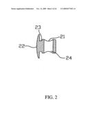 Fastener that is combined with and detached from a name plate and a hanging strap easily and quickly diagram and image